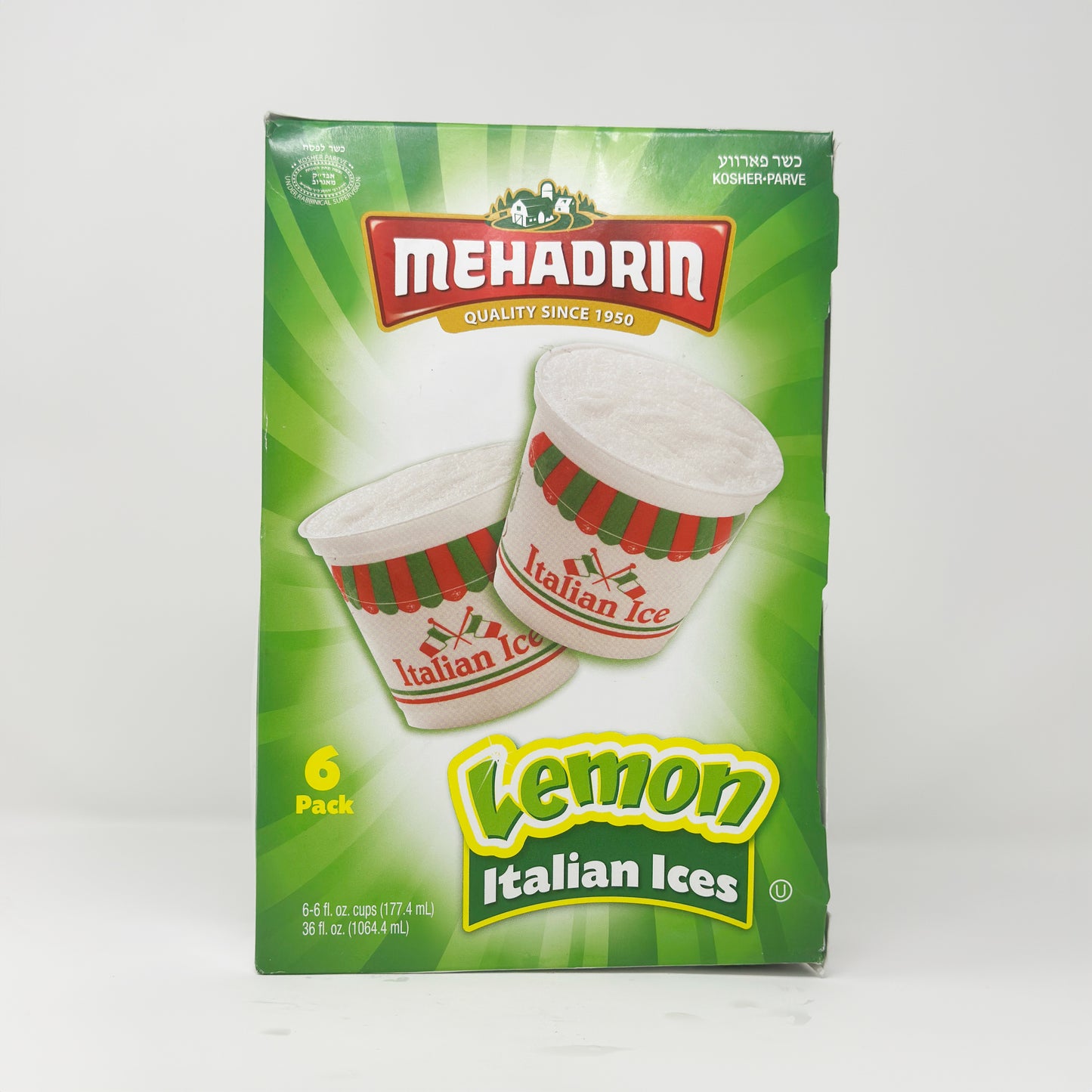 Mehadrin Lemon Italian Ices 6pk