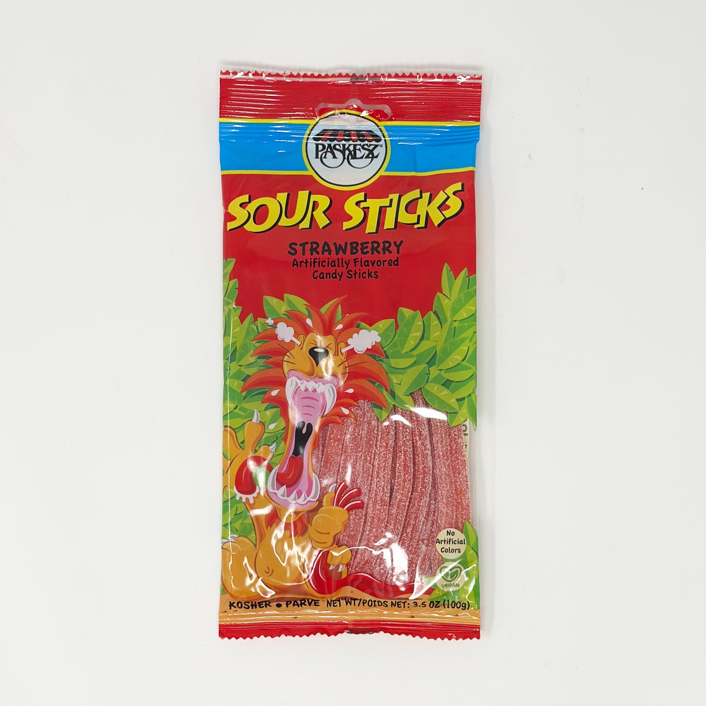 Paskesz Sour Sticks Strawberry 3.5 oz