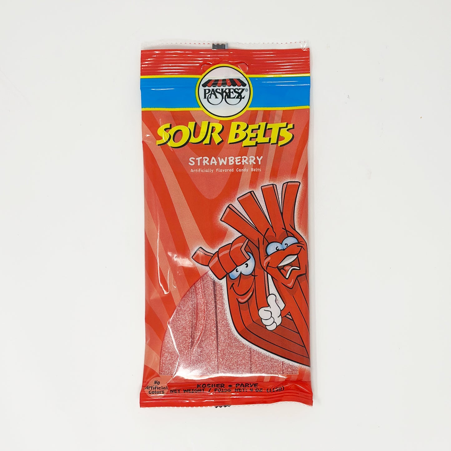 Paskesz Sour Belts Strawberry 4 oz