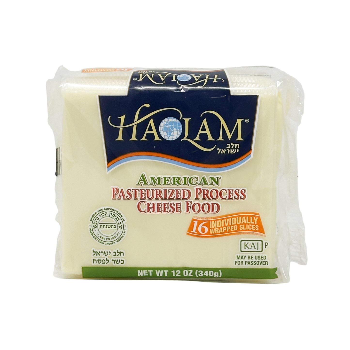 Packaged Haolam American Cheese White in a 12 oz block, with branding and dietary information visible on the label.
