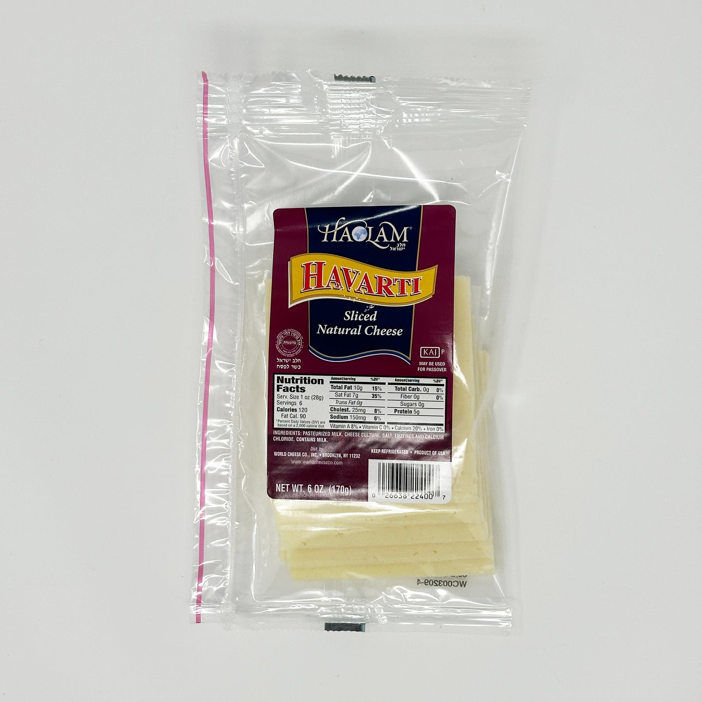 Haolam Havarti Sliced Cheese 6 oz