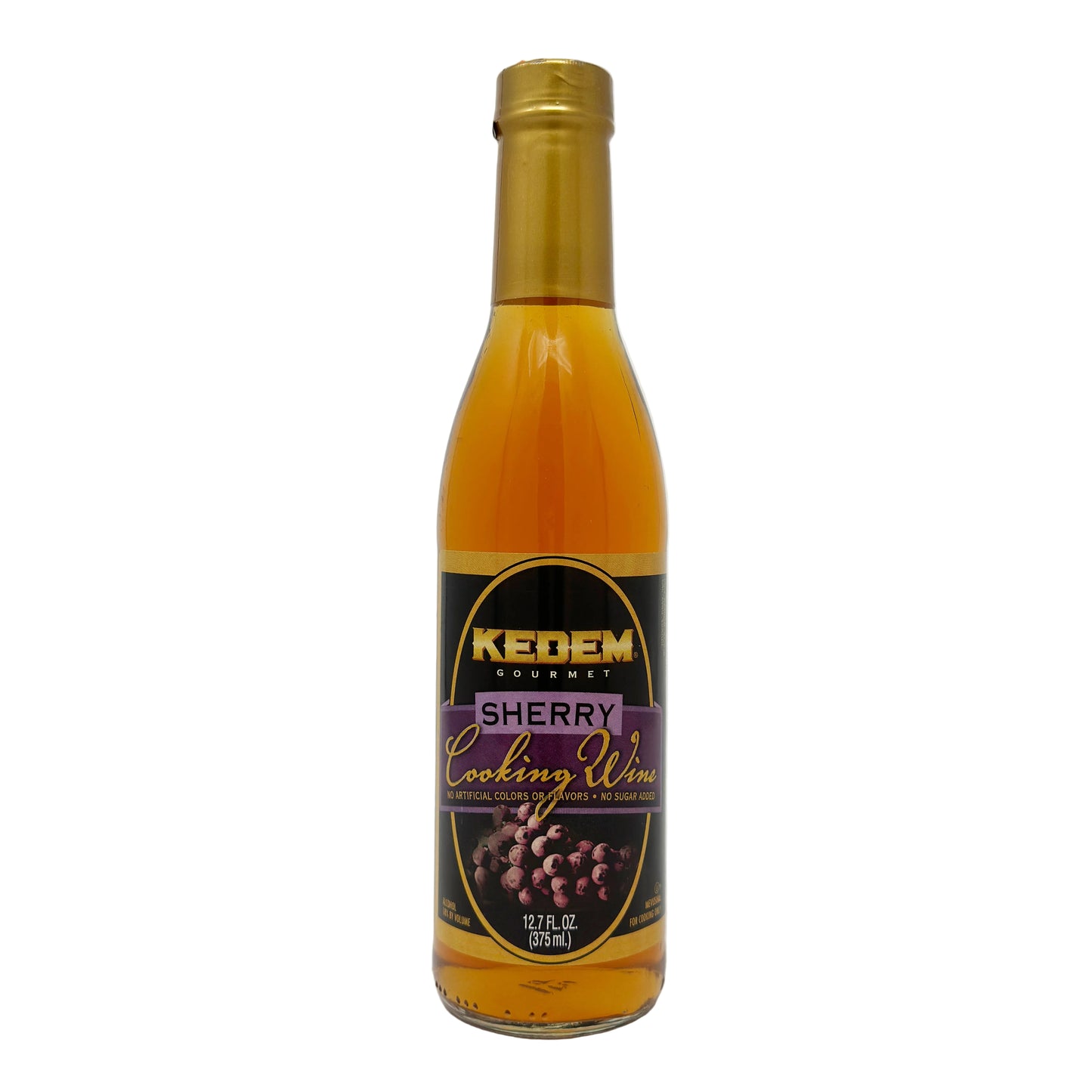 A bottle of Kedem Sherry Cooking Wine Vinegar with a label that includes the brand name and the product type.