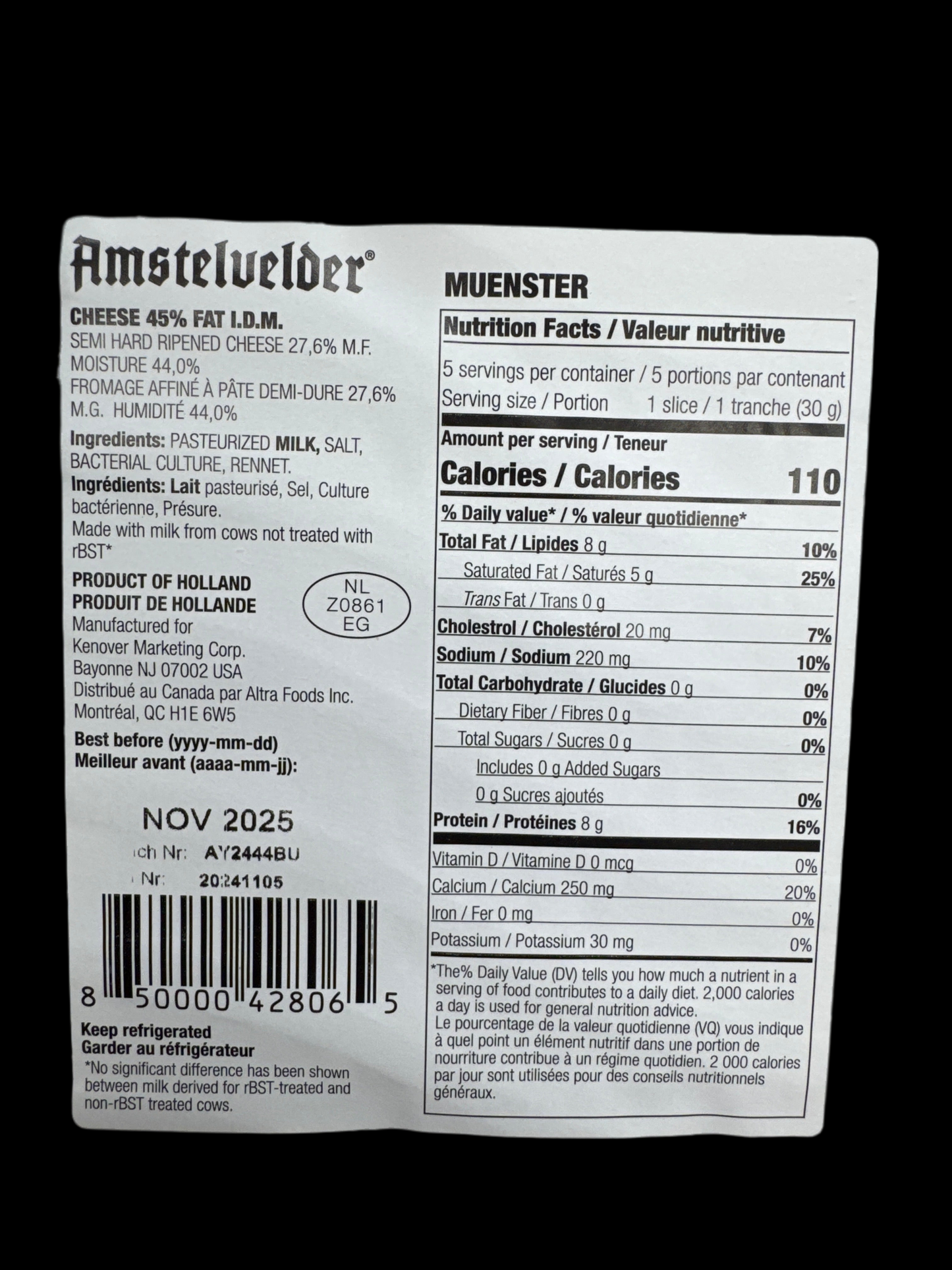 Amstelvelder Muenster Sliced Cheese 5.29 oz