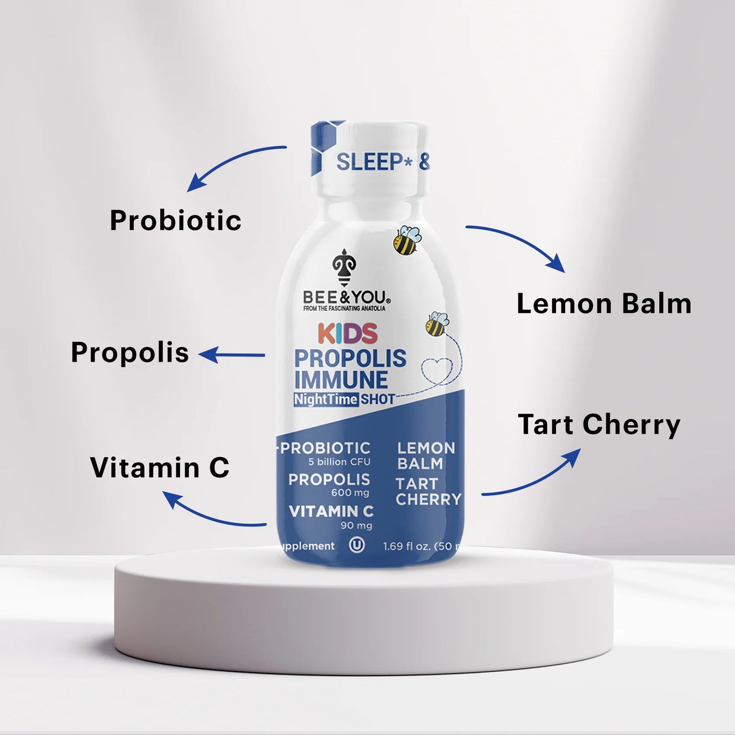 BEE & YOU Kids Propolis Immune NightTime Shots Probiotic 12 Pack
