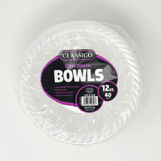 Classico Clear Plastic Bowls 12oz 40ct