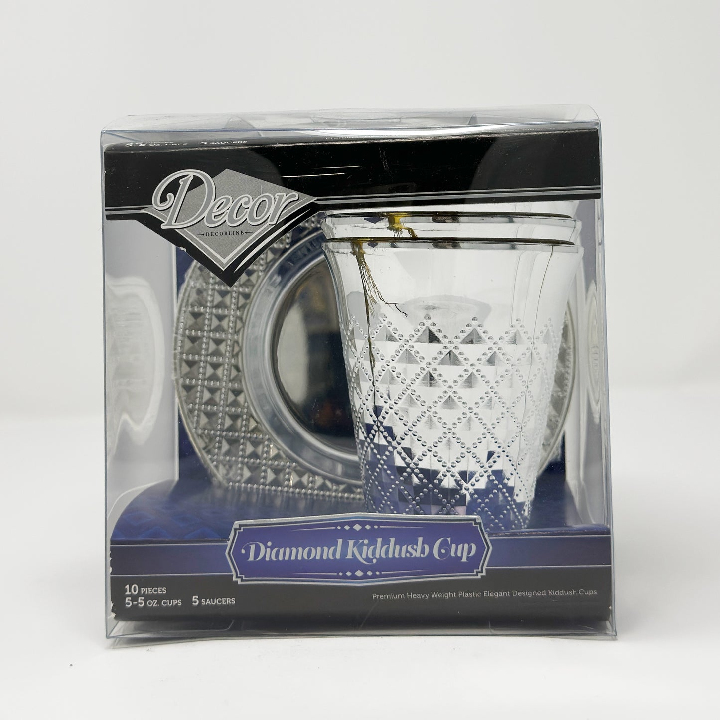Decor Diamond Kiddush 5oz Cup + Plate 5pk