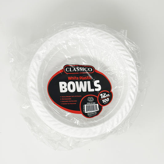 Classico White Plastic Bowls 12oz 100pk