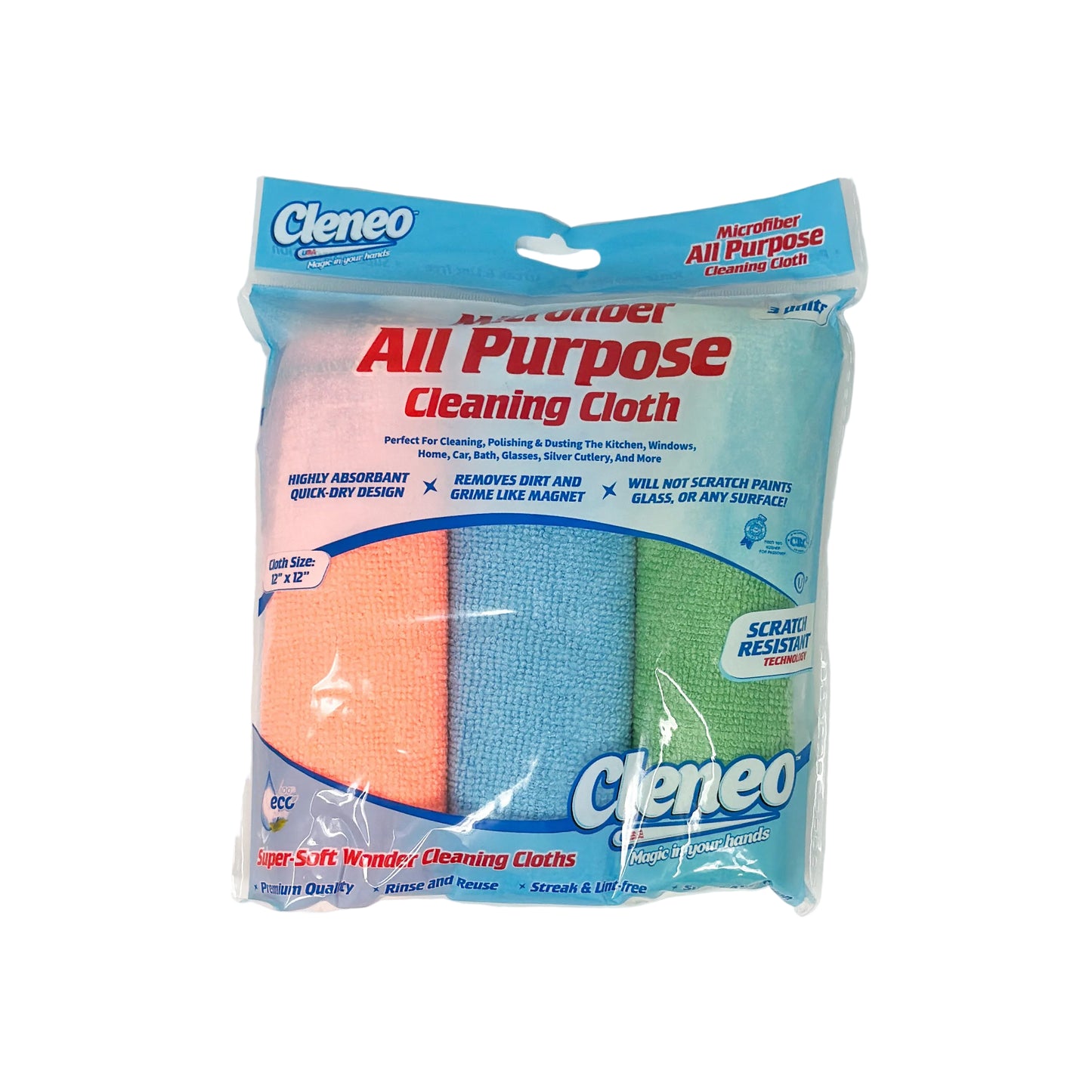 Cleneo Microfiber All Purpose Cleaning Cloth 3pk