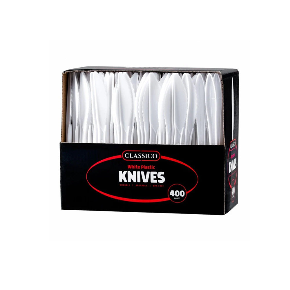 Classico White Plastic Knives 400pk