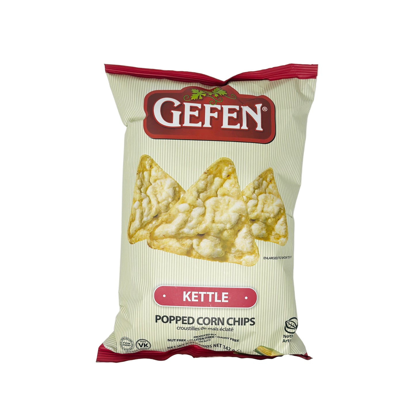 A package of Geffen Kettle Popped Corn Chips 5 oz.