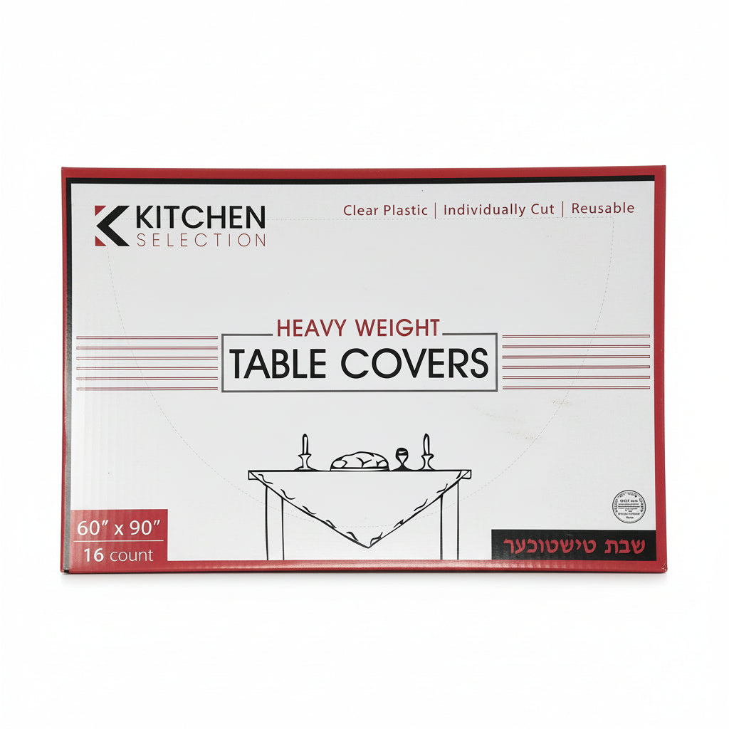 Packaging for Kitchen Selection Table Covers, showing the product name and count, with a cartoon illustration of a table and chairs in a kitchen setting.