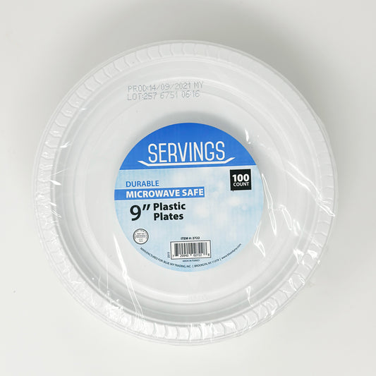 Servings 9" Plastic Plates 100ct