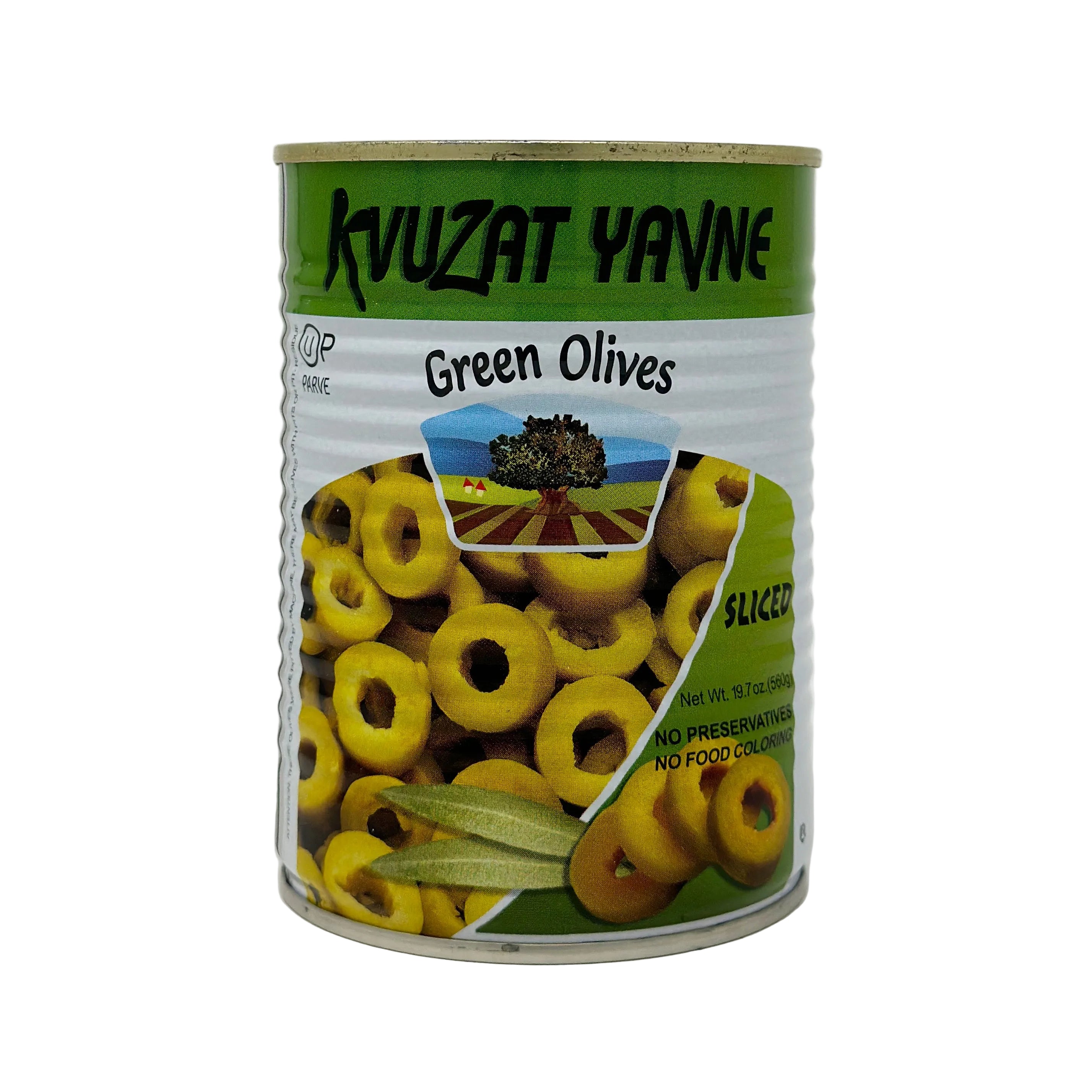 Kvuzat Yavne Green Olives Sliced 19.7 oz– Miami Kosher Food
