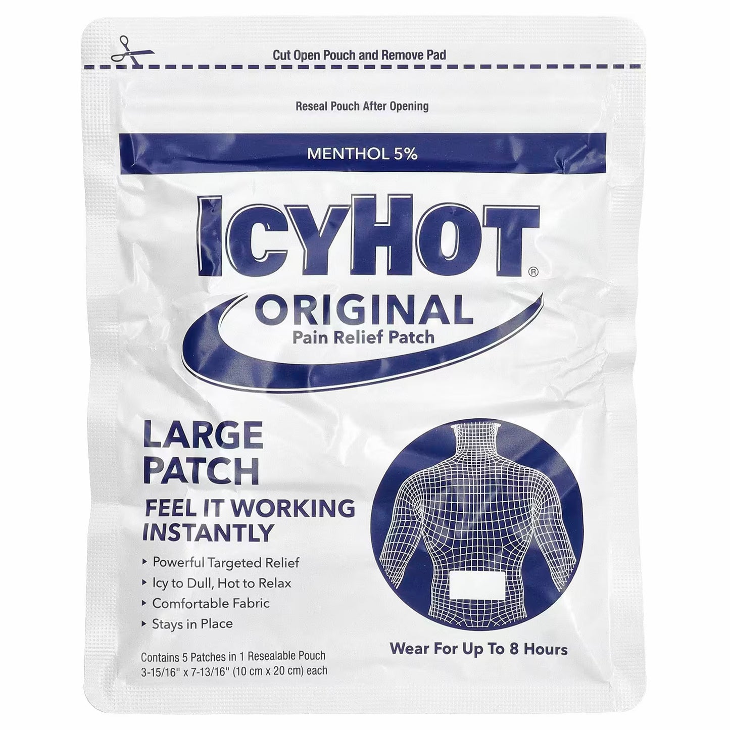 Icy Hot Original Pain Relief Patch 5 Count 3-15/16” x 7-13/16”