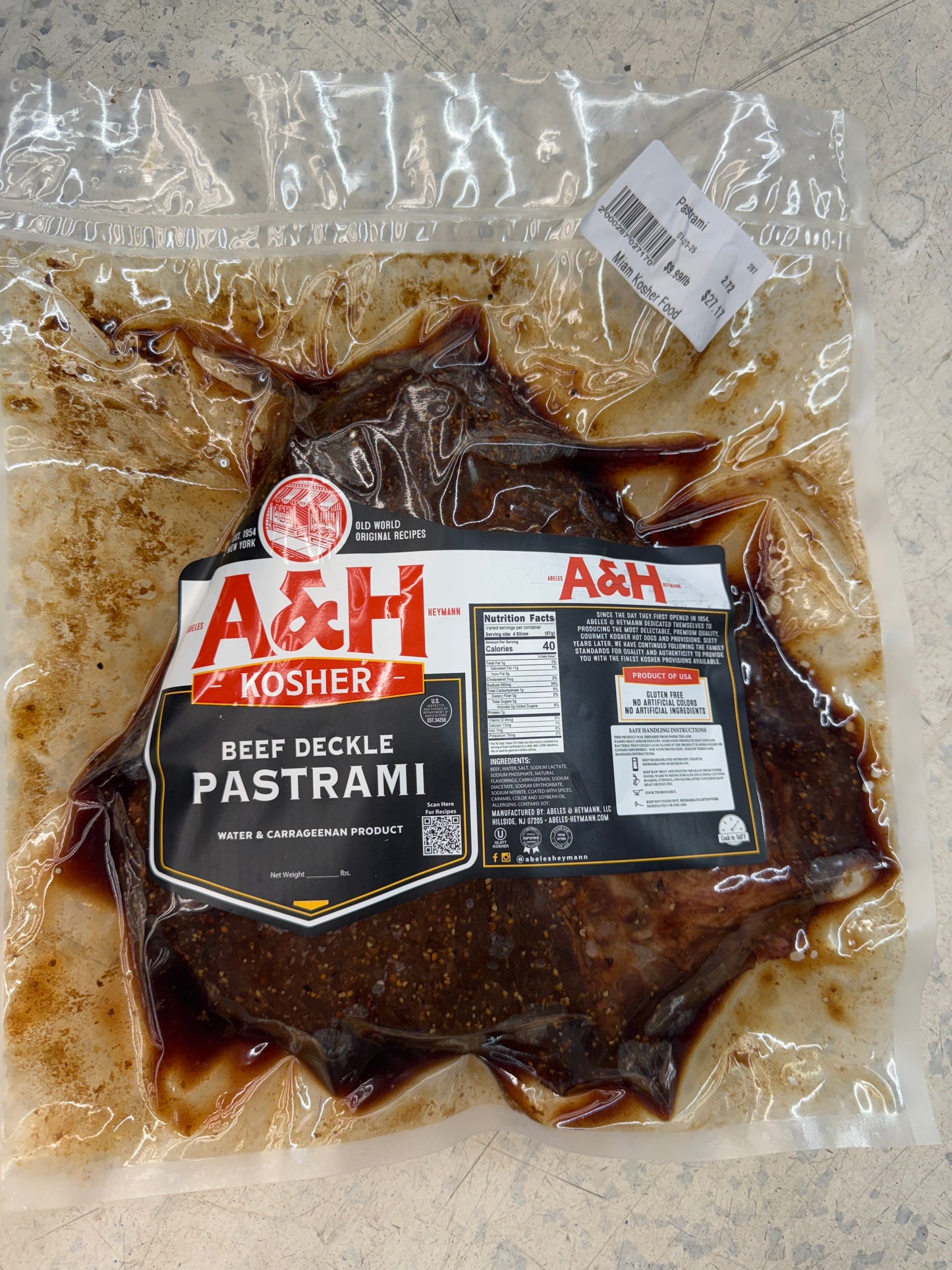 A&H Kosher Beef Deckle Pastrami /lb