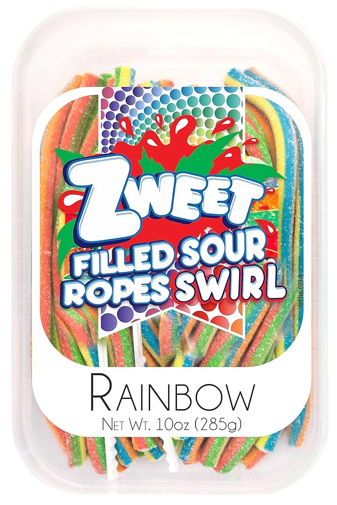 Zweet Filled Sour Ropes Swirl Rainbow 10 oz