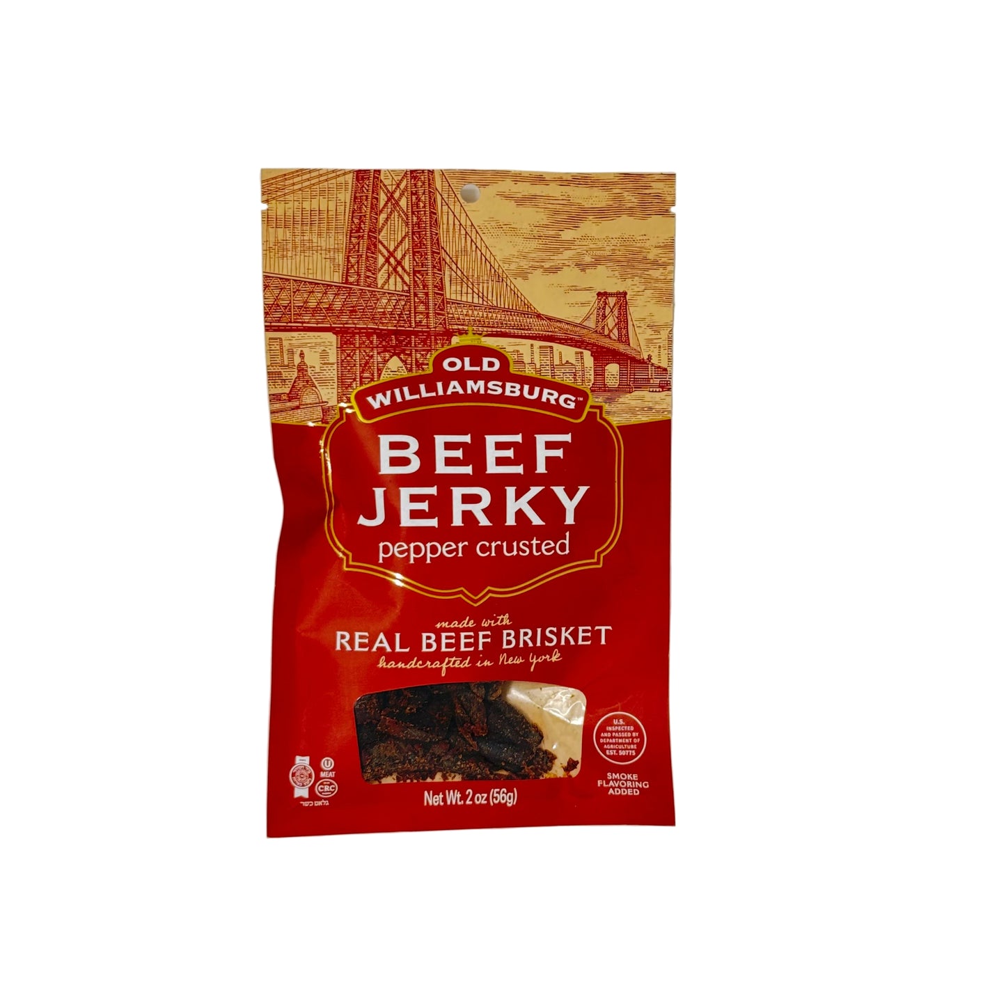 Old Williamsburg Beef Jerky package on a white background