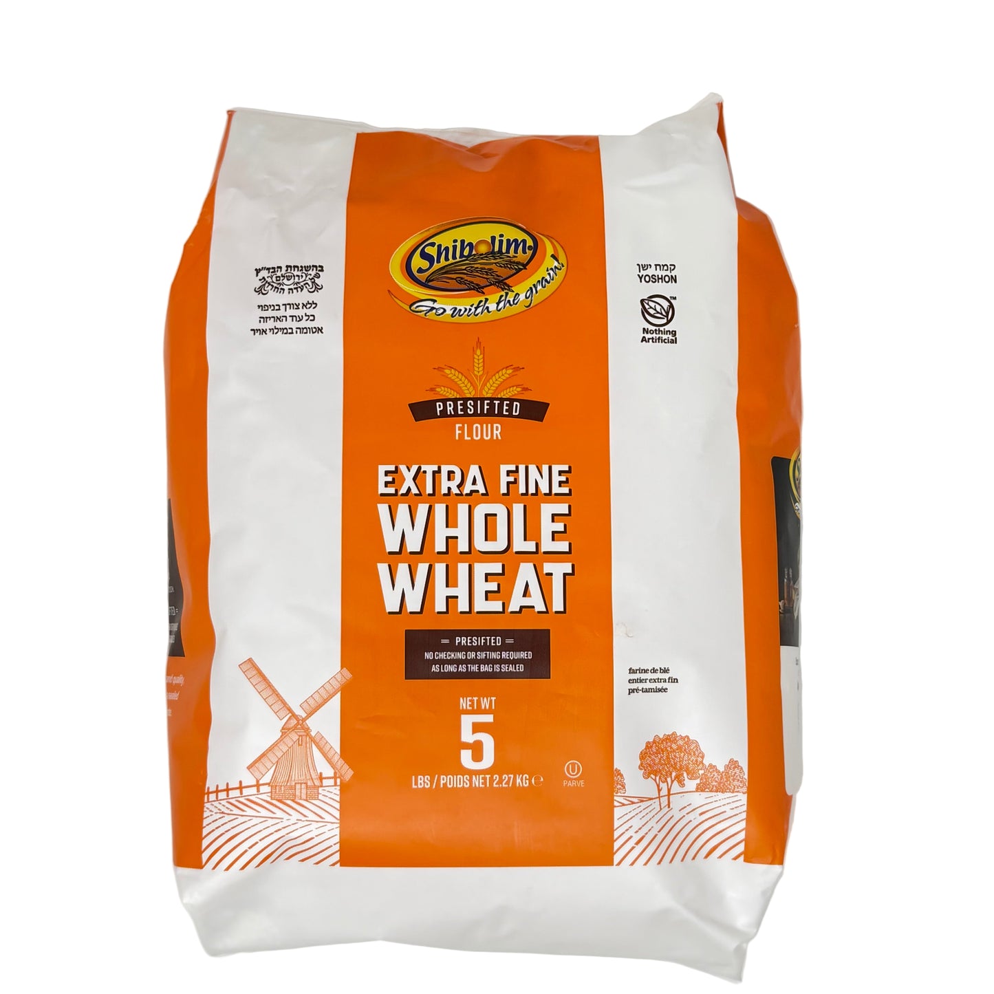 Bag of Stihl Extra Fine Whole Wheat flour on a white background