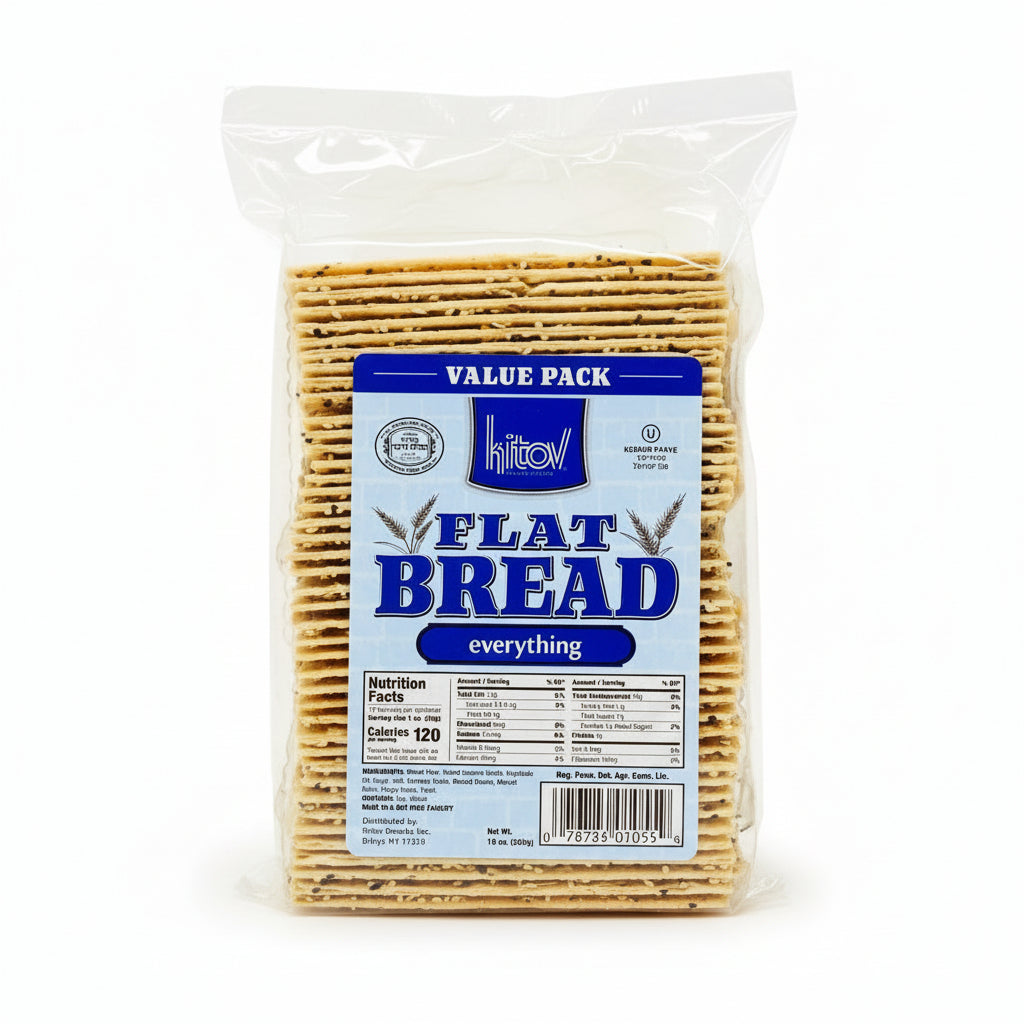 Packaged flatbread with Hitav brand label on a white background