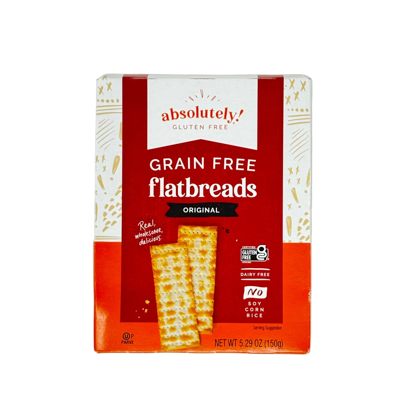 Box of Absolutely Gluten Free Grain Free Flatbreads on a white background
