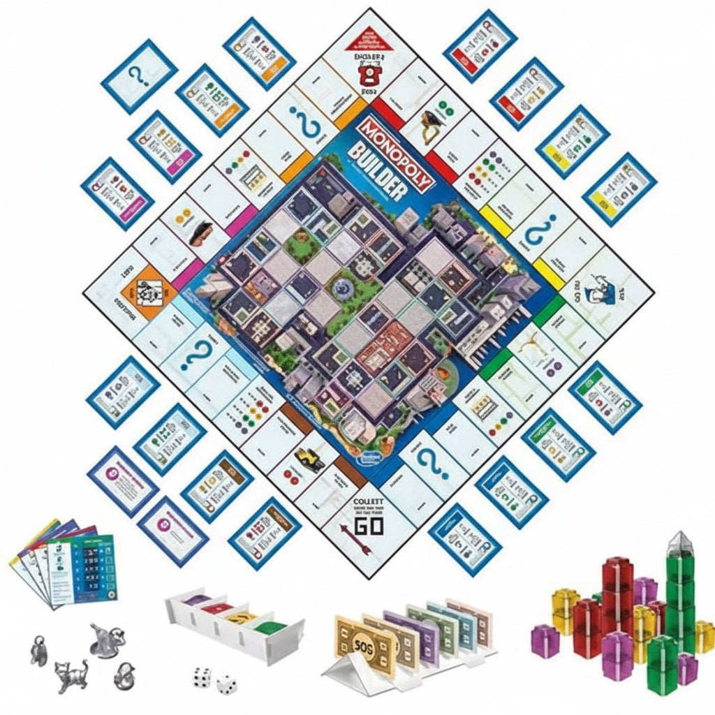 Monopoly Builder Board Game, Board Games for Kids and Adults