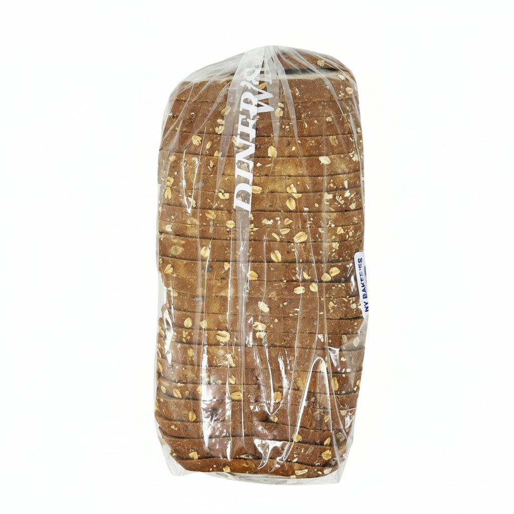A packaged slice of NY Bakeries Multigrain Sliced Bread.