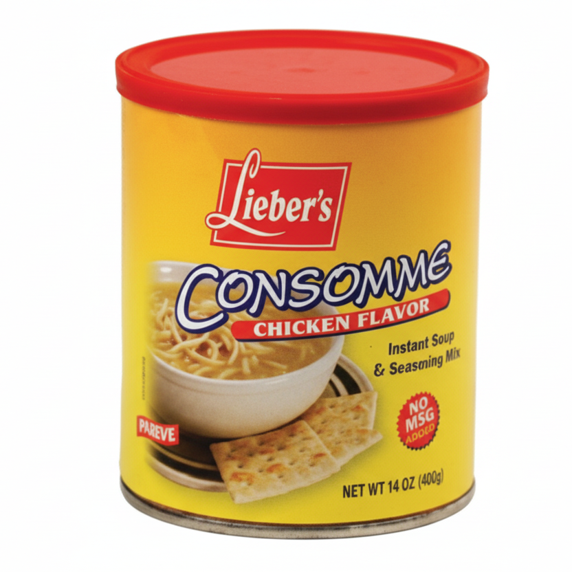 Lieber's Consomme Chicken Flavor canister on a white background
