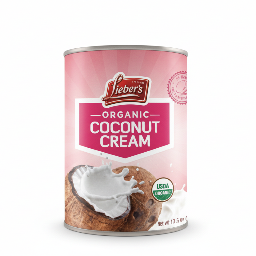 Can of Organic Coconut Cream on a white background
