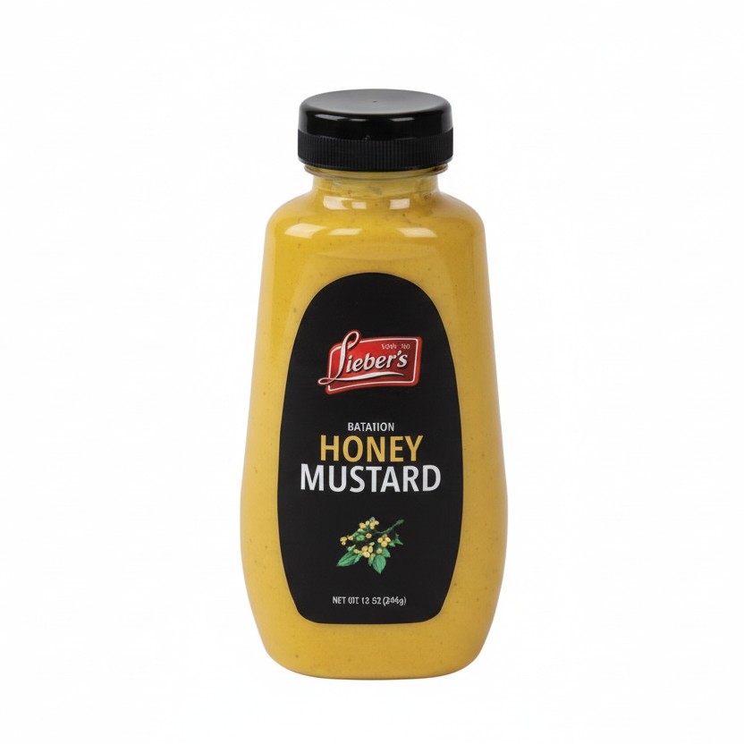 Bottle of Honey Mustard on a white background