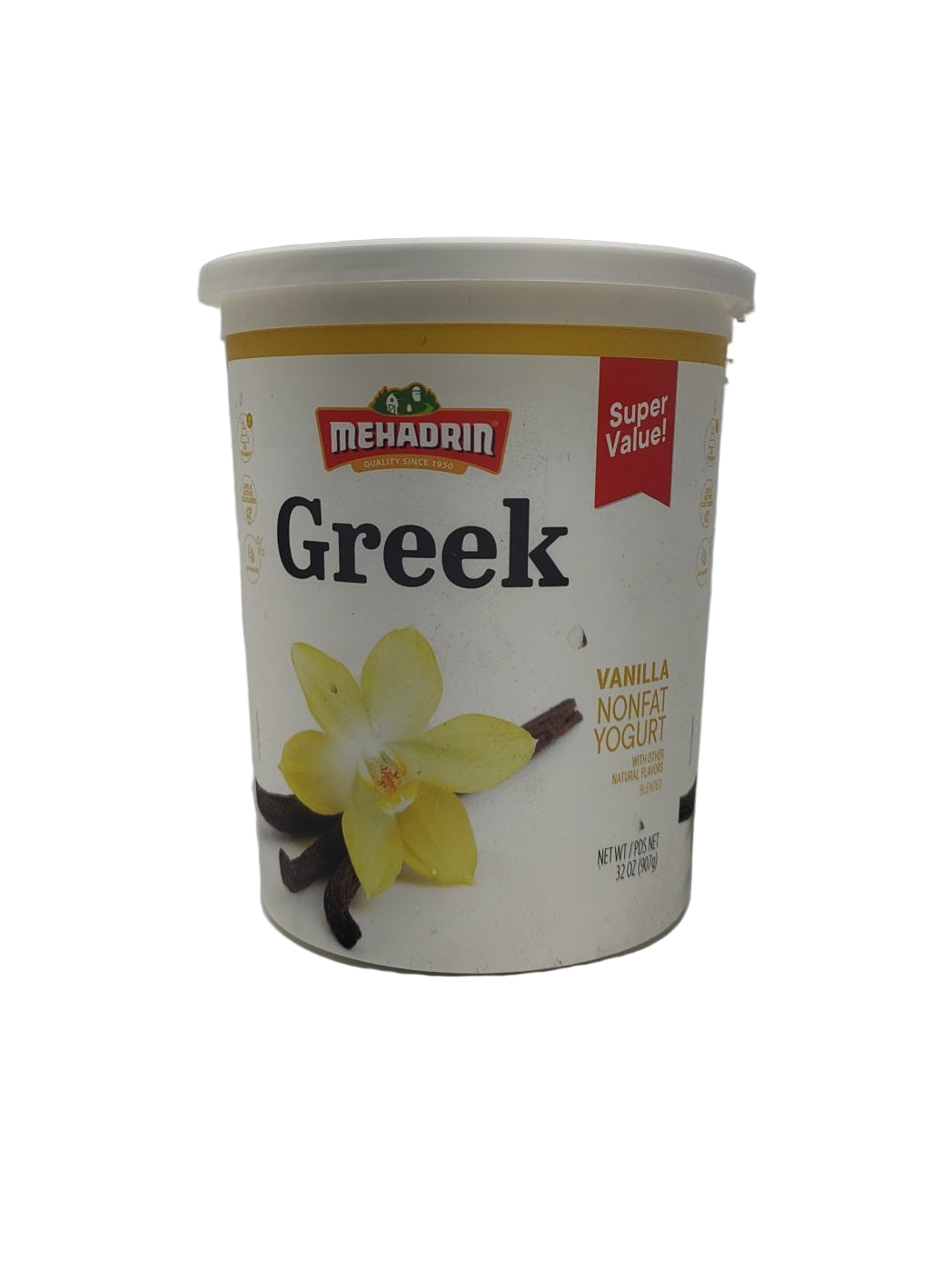 Mehadrin Greek Yogurt Vanilla Nonfat 32oz