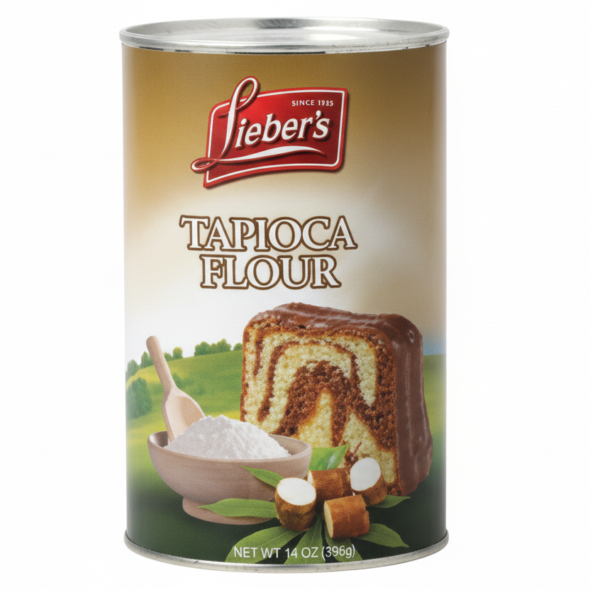 Lieber's tapioca flour canister on a white background