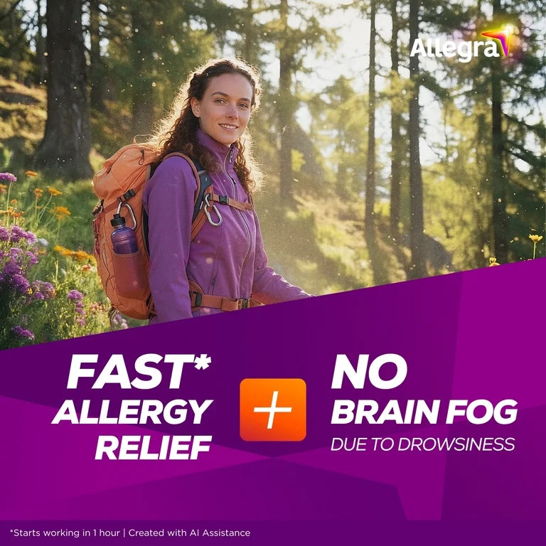 Allegra Adult 24-Hour Allergy Relief Tablets, Non-Drowsy Indoor and Outdoor Allergy Medicine, 180 mg Fexofenadine HCI Antihistamine Pill, 40-Count