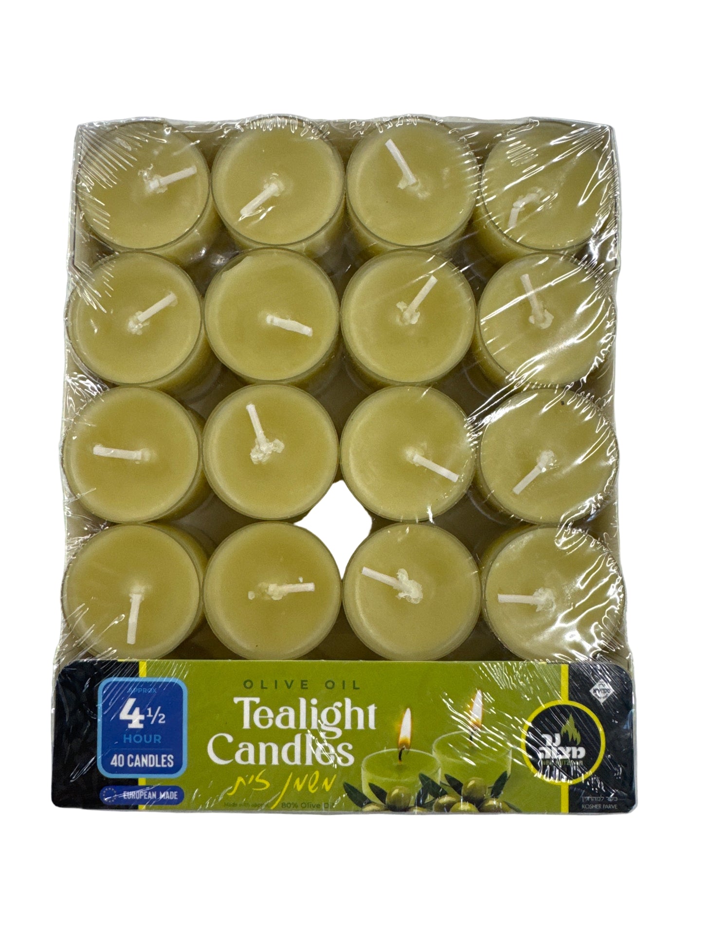 Net Mitzvah Tea Light Candles Olive Oil 40 ct