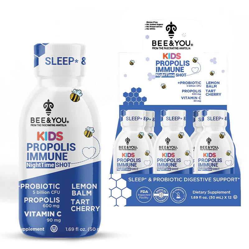 BEE & YOU Kids Propolis Immune NightTime Shots Probiotic 12 Pack