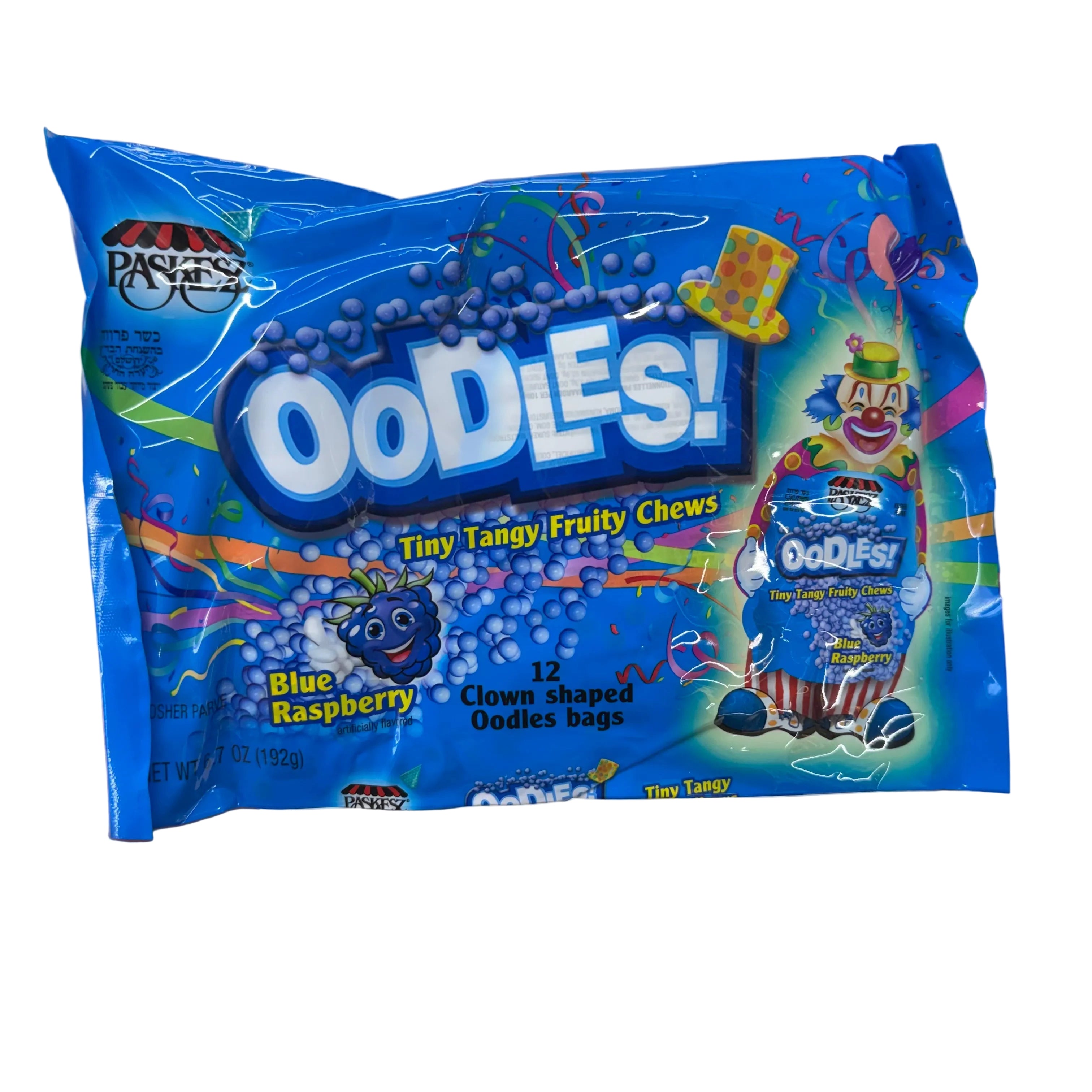 Oodles Blue Raspberry Clown Shaped Candy 12 Pack - Kosher Fun