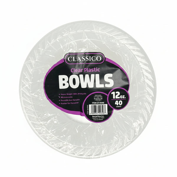 Classico Clear Plastic Bowls 12oz 40ct– Miami Kosher Food