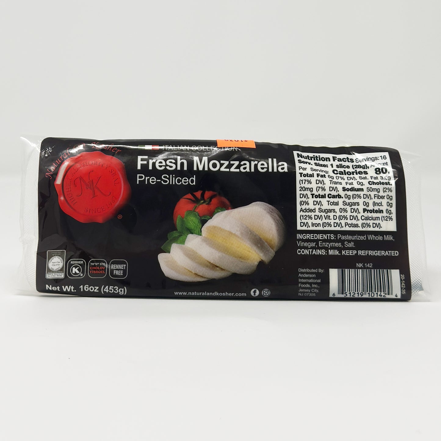 Natural & Kosher Fresh Mozzarella Sliced 16oz