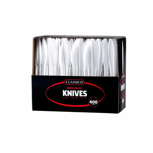 Classico White Plastic Knives 400pk