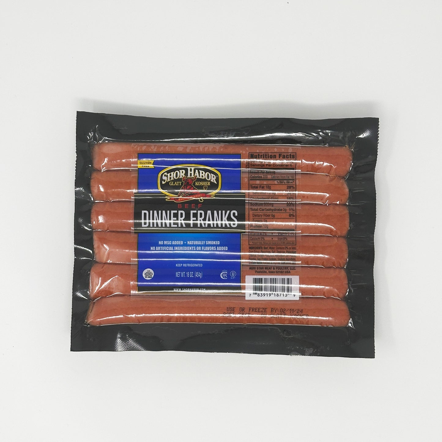 Shor Habor Beef Dinner Franks 16 oz