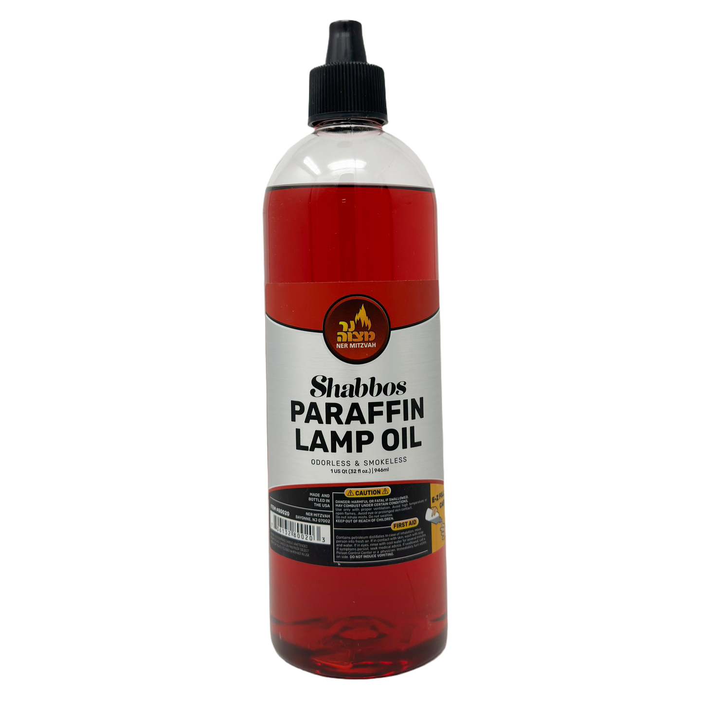 Ner Mitzvah Shabbos Paraffin Lamp Oil Red 32fl oz