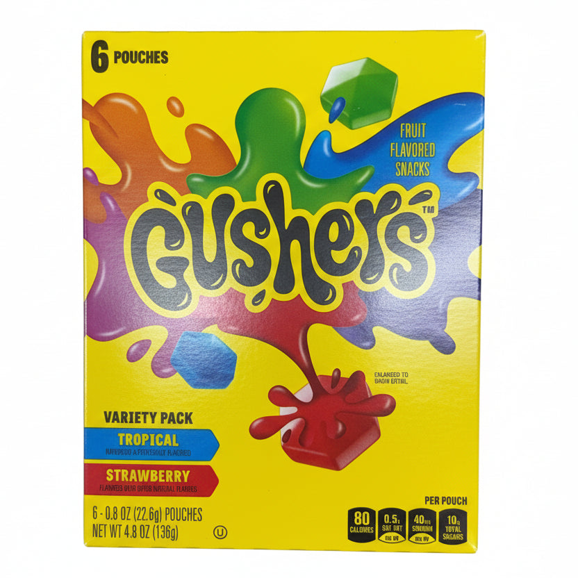 Gushers fruit flavored snacks variety pack box 