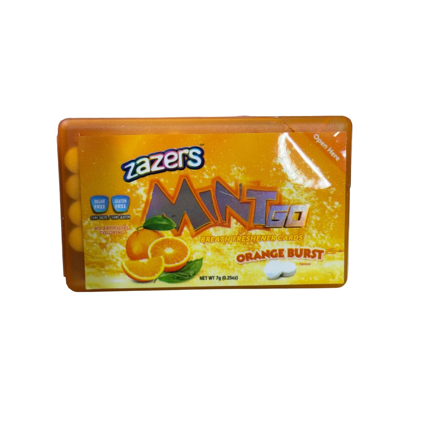 box of Zazers Minto Orange Burst candy