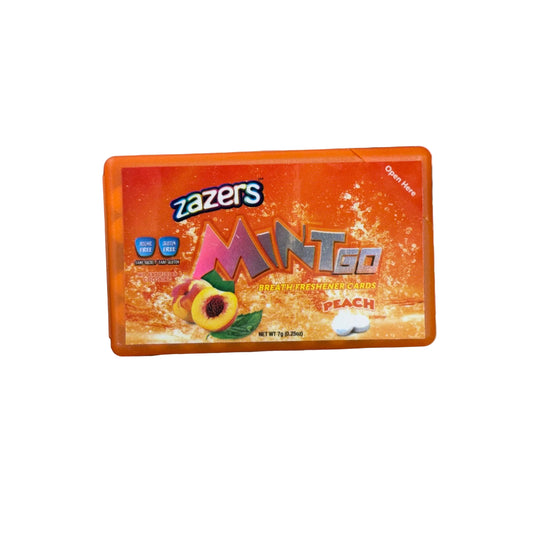 packet of Zazzer's Minto Peach breath freshening mints 