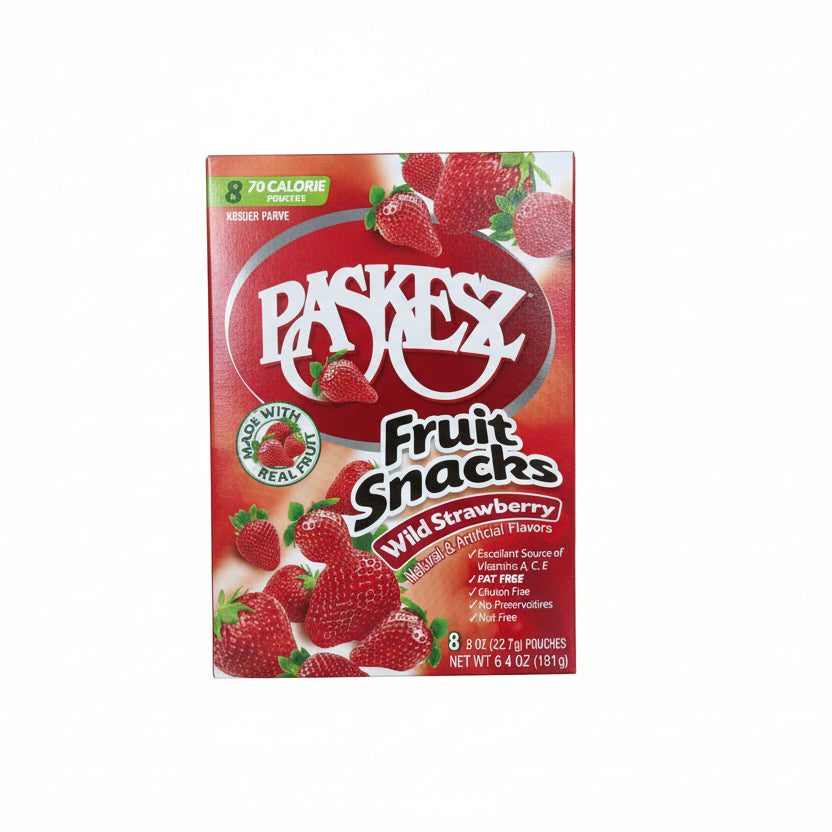 Box of Paskesz Wild Strawberry Fruit Snacks 