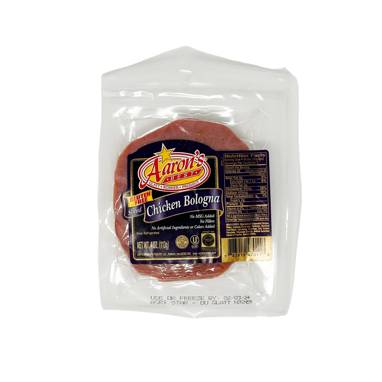 Aaron's Chicken Bologna 4 oz