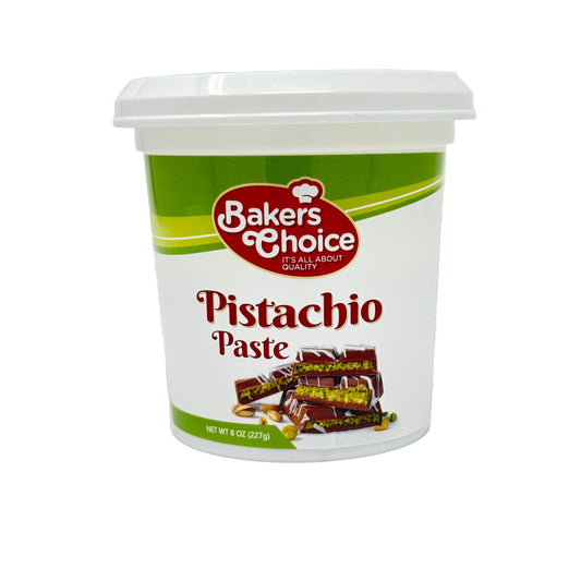 Container of Bakers Choice Pistachio Paste on a white background
