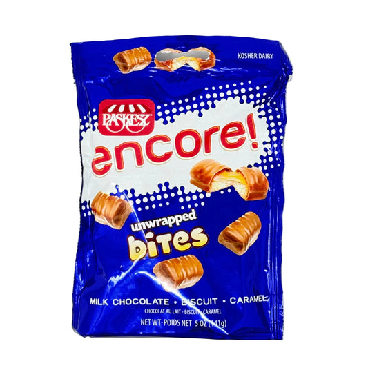Pack of Paskey's encore! wrapped bites on a white background