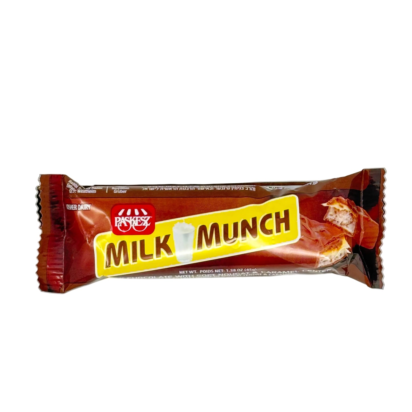 Milk Munch chocolate bar packaging on a white background