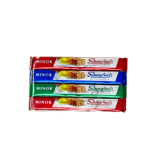 Pack of Schmerling's chocolate bars in various flavors on a white background
