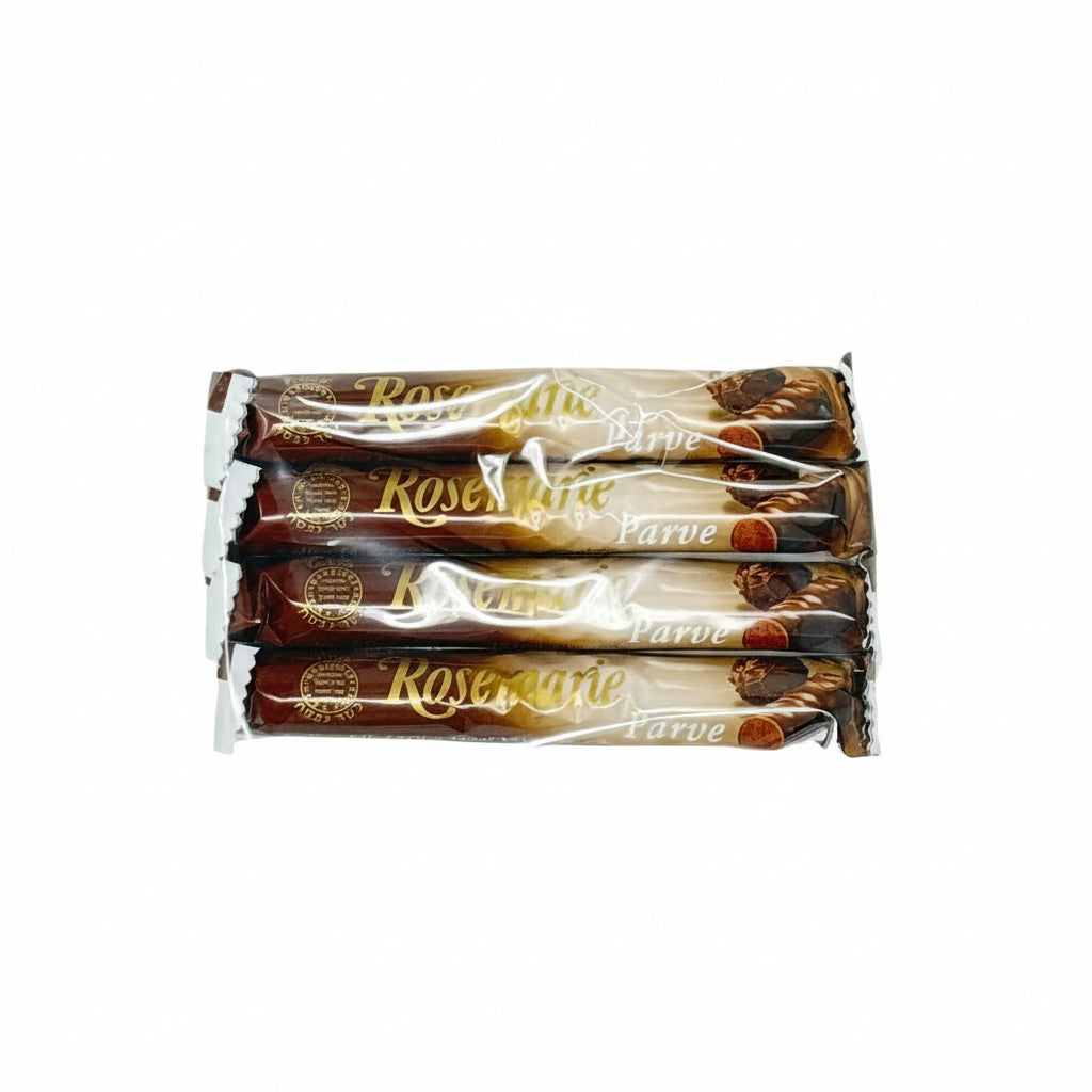 Pack of Kosemne Parve chocolate bars in clear packaging on a white background